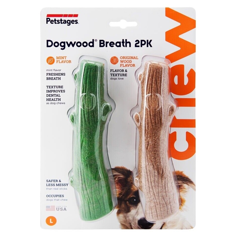 Pet Stages -Dogwood Breath 2 Pk - Mint & Wood Flavor - Improves Dental Health